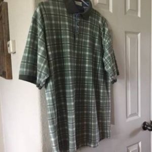Bugle Boy Green Plaid Polo Shirt M